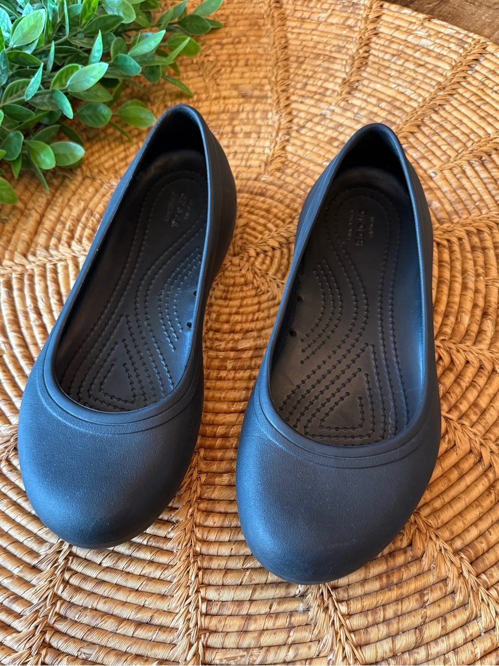 Crocs Classic Black Women's Slip-On Ballet Flats